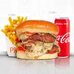 King burger ( double burger +mushroom+chesse+bacon with fries +cola)