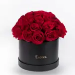 Round Box Of Red Roses