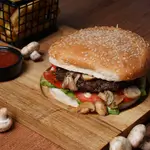 Meat Burger With Mushroom Sauce