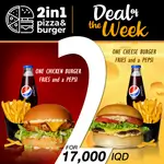 One Cheese Burger + One Chicken Burger + 2 French Fries + 2 Drinks