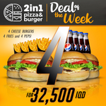 4 Cheese Burgers + 4 Fries + 4 Drinks