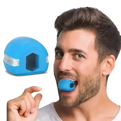Jaw Exerciser by Mondy Moo, Face & Neck Toner, Exerciser Ball, Jawzrsize, Fitness Ball (blue)