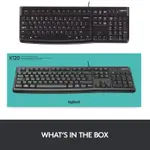 Logitech K120 Wired Keyboard for Windows, Plug and Play, Full-Size, Spill-Resistant, Curved Space Bar, Compatible with PC, Laptop - Black