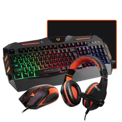 Meetion C500 – 4-in1 Combo Gaming Keyboard, Mouse and Mouse pad with Gaming Headset, Wired LED RGB Backlight for Computer PC/Laptop - Black