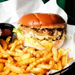 Meat Burger With Onion Rings