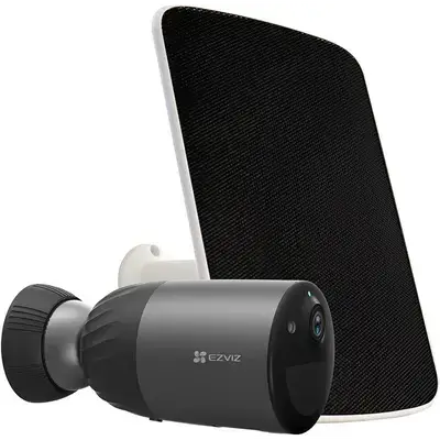EZVIZ Security Camera with Solar Panel Powered, 2K Outdoor Battery WiFi Camera, 210 Days Rechargeable Life, Spotlight, Color Night Vision, IP66 Waterproof, Built-in 32GB/Cloud Storage|BC1C Kit