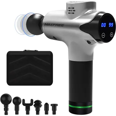 Maxfree Percussion Massage Gun - Silver 222 (4 in 1 )