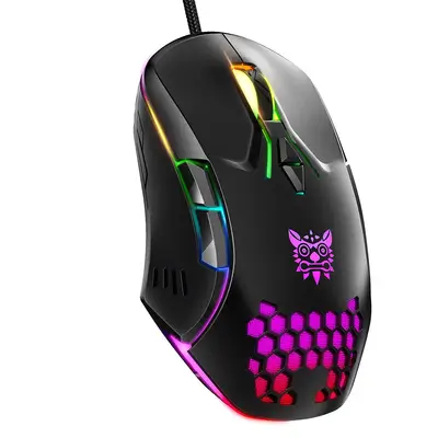 ONIKUMA CW902 Wired Gaming Mouse with RGB Lighting, 6400 DPI, 7 Programmable Buttons, and USB Connection Black