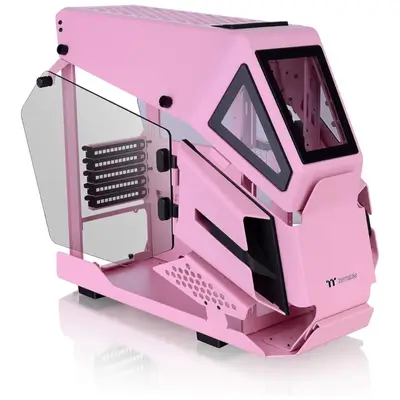 Thermaltake AH T200 Pink Helicopter Styled Open Frame Tempered Glass Swing Door USB3.1 (Gen.2) Type-C m-ATX Micro Case CA-1R4-00SAWN-00, Pink