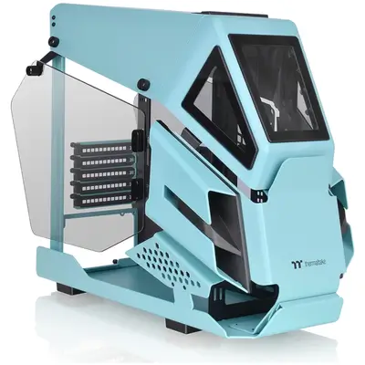 Thermaltake AH T200 Turquoise Helicopter Styled Open Frame Tempered Glass Swing Dorr USB3.1 (Gen.2) Type-C m-ATX Micro Case CA-1R4-00SBWN-00