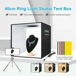 Puluz 40cm Foldable Led Ring Light Studio Box 12 Color Backgrounds
