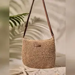 Tropiscape Patch Decor Straw Bag