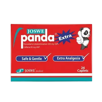 Panda Extra (Paracetamol 500mg & Caffeine 65mg) 24 Caplets _ JOSWE