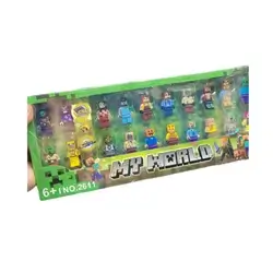 set of building block figures of video game Minecraft.
