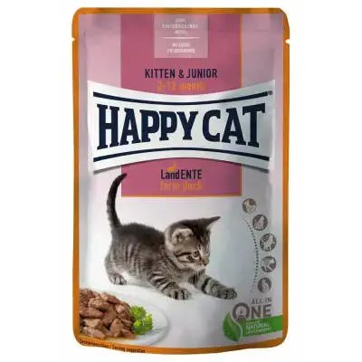 Happy Cat Meat in Sauce Kitten & Junior Country Duck 85g