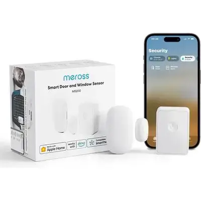 Meross Smart Door Window Sensor, Mini Contact Sensor for Security , WiFi Alarm System, Alexa, Google, Meross Hub Included Start Kit