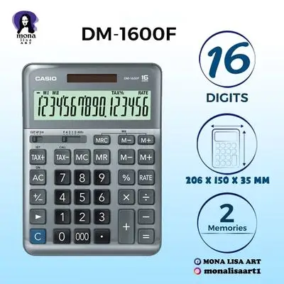 The Casio DM-1600F is a practical desktop calculator