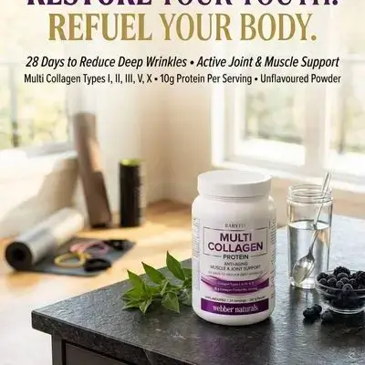 Multi Collagen Protein Anti-aging muscle & joint support webber naturals (Unflavoured 24 servings)