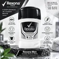 Rexona Men MotionSense™ Invisible Black & White Anti-Perspirant Deodorant Stick — 48H Protection