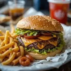 Cheese Burger With Fries