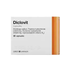 Diclovit (Diclofenac Sodium 50mg + B1 50mg + B6 50mg + B12 0.25mg) 30 Capsules _ GEROT LANNACH