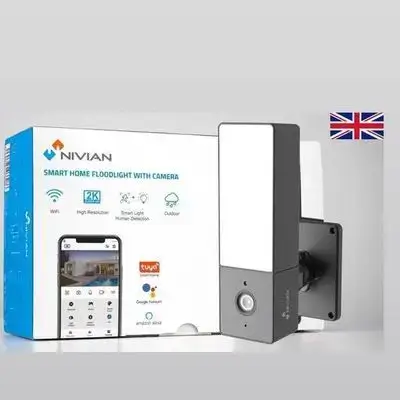 Nivian Smart Home Wi-Fi Floodlight Camera, 10m IR, colour at night with white smart spotlight/NVS-IPC-L2