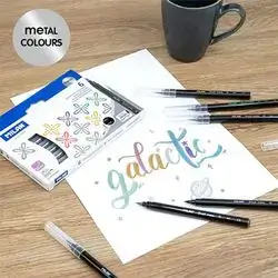 Mi̇lan Box 6 Brush Tip Fibrepens Metallic Colours