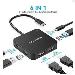 ACASIS Dual HDMI Docking Station with 100W PD Charging, 5Gbps USB-C and USB-A Data Ports, HDMI Hub for Dell XPS/HP/Lenovo/Surface/Yoga