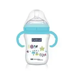Mamilla Extra Wide Neck Double Anti-Colic Feeding Bottle 300ml (+6) with Handle - Blue