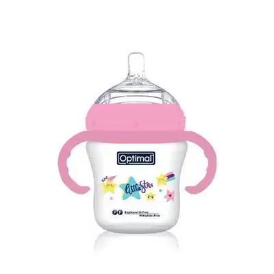 Mamilla Extra Wide Neck Feeding Bottle 210ml (+6) with Handle - Pink