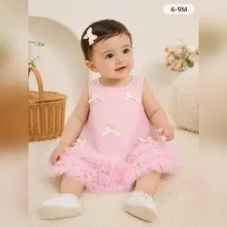 Souflis Baby Girls Elegant Sweet Princess Mesh Strap Dress - 6-9 Months 