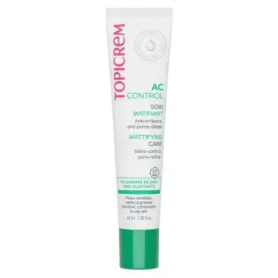 Topicrem AC Control Mattifying Care 40ml يعمل على تنقية المسام ويوفر تأثيرًا طويل الأمد لإزالة اللمعان للتحكم في لمعان البشرة الحساسة والمختلطة إلى الدهنية.