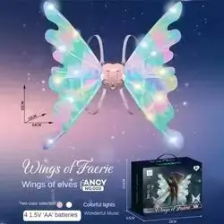 Electric Elf Butterfly Wings with LED Lights for Kids Toy Musical Children's Birthday Party Cosplay Costume Fairy Decoration Gift Decor