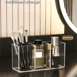 1pc Acrylic Transparent Desktop Makeup Brush Holder, Organizer Display Stand