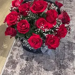 Basket of 15 Red Roses