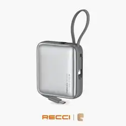 Recci Energy Block Power Bank 10,000 mAh 22.5W With USB-C & Lightning Cable