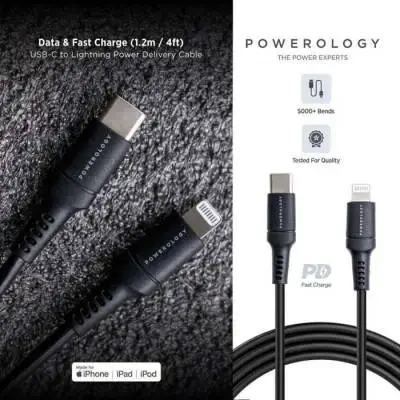 Powerology PVC Type-C to Lightning Cable 1.2M With Apple MFI Certificate