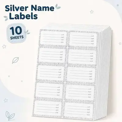 Book & Notebook Name Labels – 10 Sheets • 100 Stickers