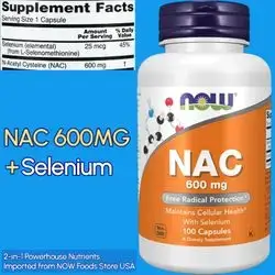 Now Supplements, Nac, 600mg, Selenium, N Acetyl Cysteine, 100 Day Supply, 100 Capsules Nac
