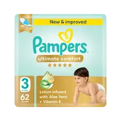 Pampers Ultimate Comfort Taped Diapers Mega Pack, Size 3, /6-10kg, 62