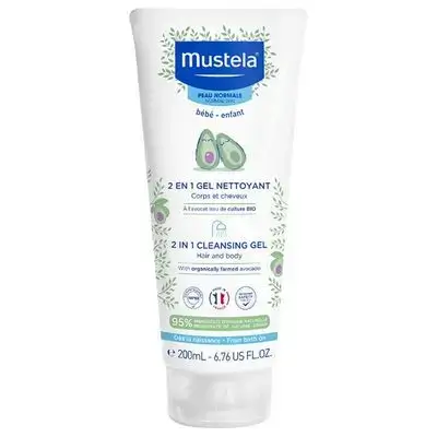 Mustela 2 In 1 Cleansing Gel Hair & Body 200 ml//موستيلا- جل الاستحمام 2 في 1 لشعر وجسم الرضيع- 200 مل