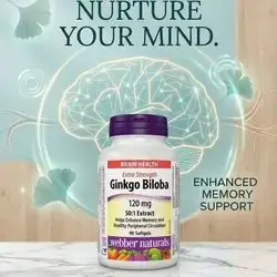 Extra Strength Ginkgo Biloba 120mg webber naturals (90 softgels)