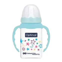 P.P Slim Waist Feeding Bottle with Handle 1 From 0-6 Months BLUE 140ml OPB-1029 _ Optimal