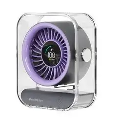 Transparent Desktop Fan Rechargeable Desk Fan, Small Portable Table Fan with 100 Speeds