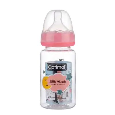 Glass Feeding Bottle 120ml Pink Color OPB-1097 _ Optimal