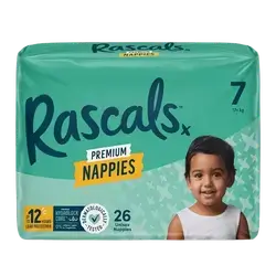 Rascals Premium Baby Tape Diapers Size 7 +17Kg 26 Count