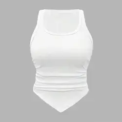 SHEIN ChicEase White Pleated Hem V-Neck Camisole - Large