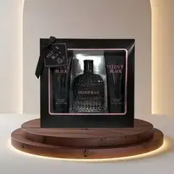 Velence Black Gift Set including perfume, body lotion, and shower gel