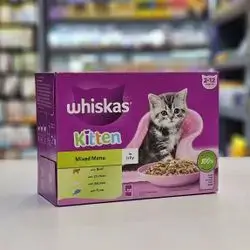 Whiskas For Kitten Mixed Menu ( Beef , Chicken , Salmon , Tuna ) In Jelly 12 Bags