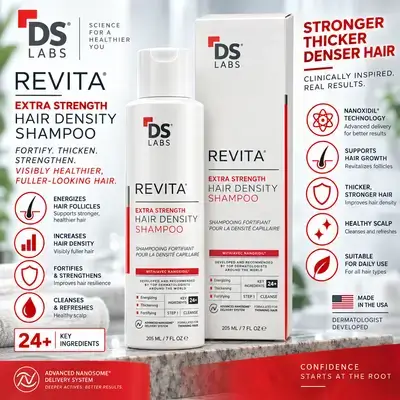 DS Laboratories REVITA® Extra Strength Hair Density Shampoo — 24+ Key Ingredients, Nanoxidil®, 205 ml.